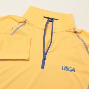 Ralph Lauren RLX Shirt Women Small Yellow Golf 1/4 Zip Pullover Long Sleeve USGA